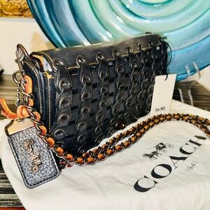 Coach 1941 Dinky Link Glove-tanned Leather Crossbody Bag Black & Gunmetal $795